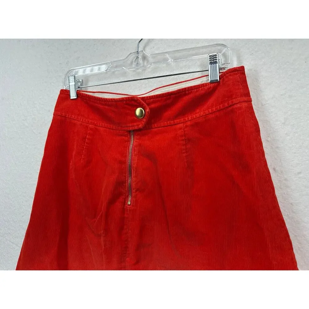 J. Crew Women's Corduroy Mini Skirt Red SZ 6 Preppy Casual